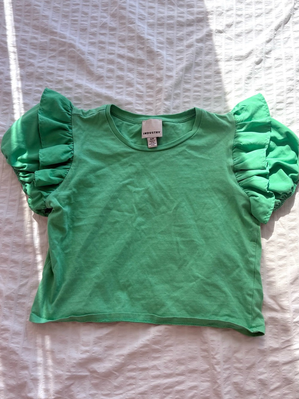 Green Ruffle Short-Sleeve Tee - small